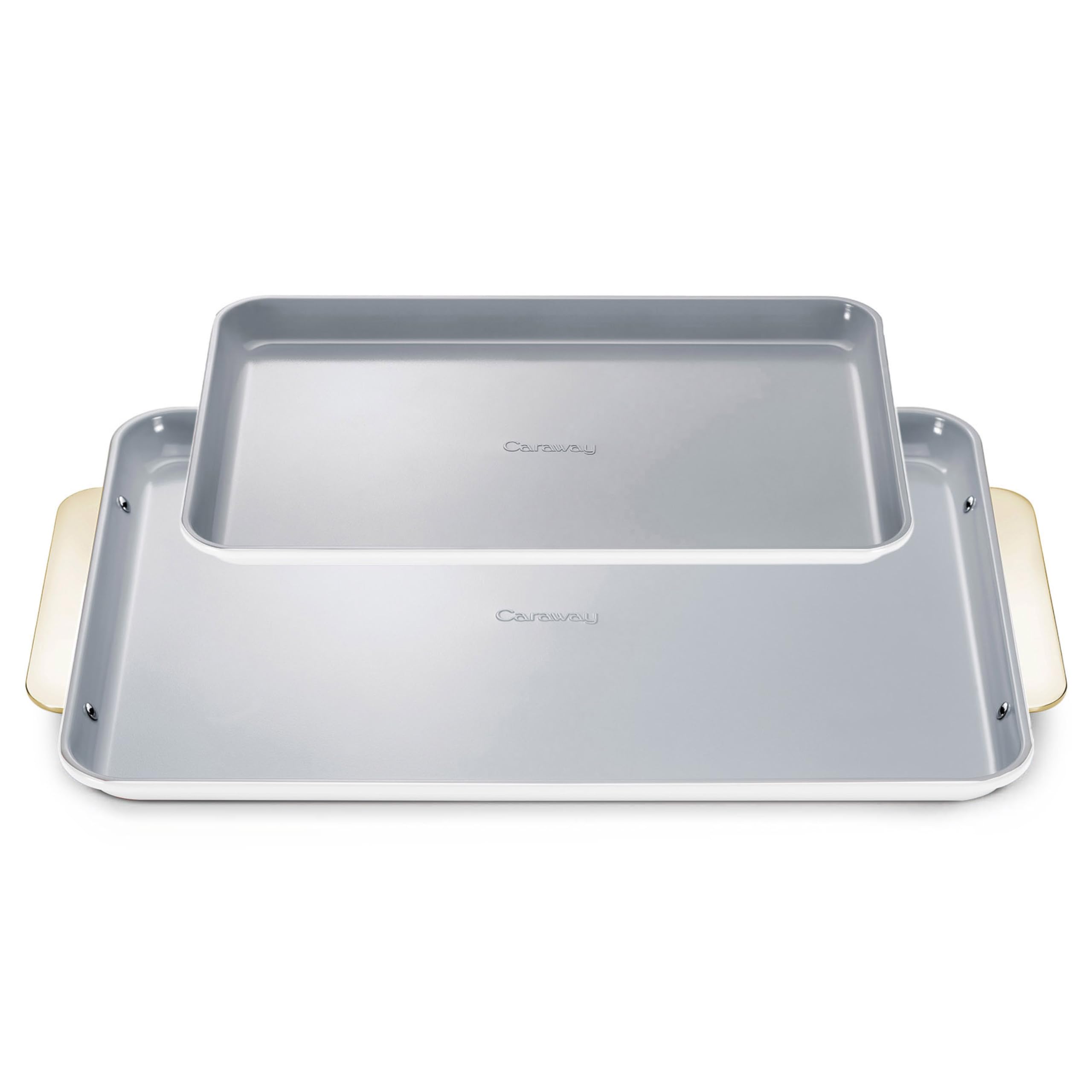Caraway Non-Stick Ceramic Baking Sheet Duo - Naturally Slick Ceramic Coating - Non-Toxic, PTFE & PFOA Free - 18 x 13" Large & 15 x 10" Medium - White