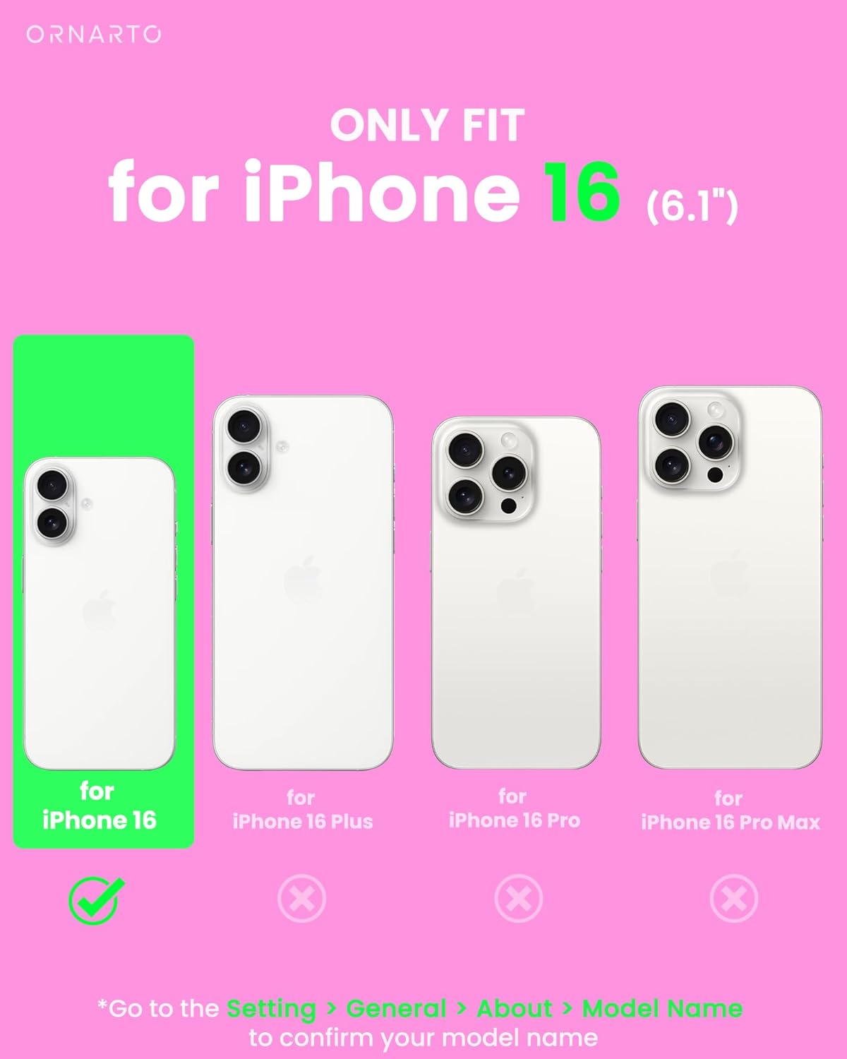 ORNARTO Air Case for iPhone 16 Clear, Compatible with MagSafe, Military-Grade Drop Protection Cover with Built-in Air-Hot Pink - Image 2