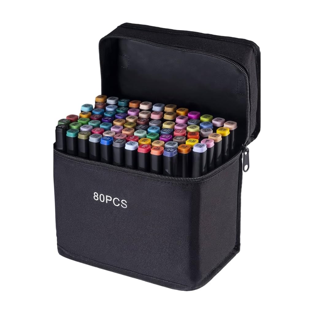 Urban London Alcohol Markers 80 Colours Set, Dual Tip Art Markers | Fine & Broad Drawing Markers, Art Supplies for Adults