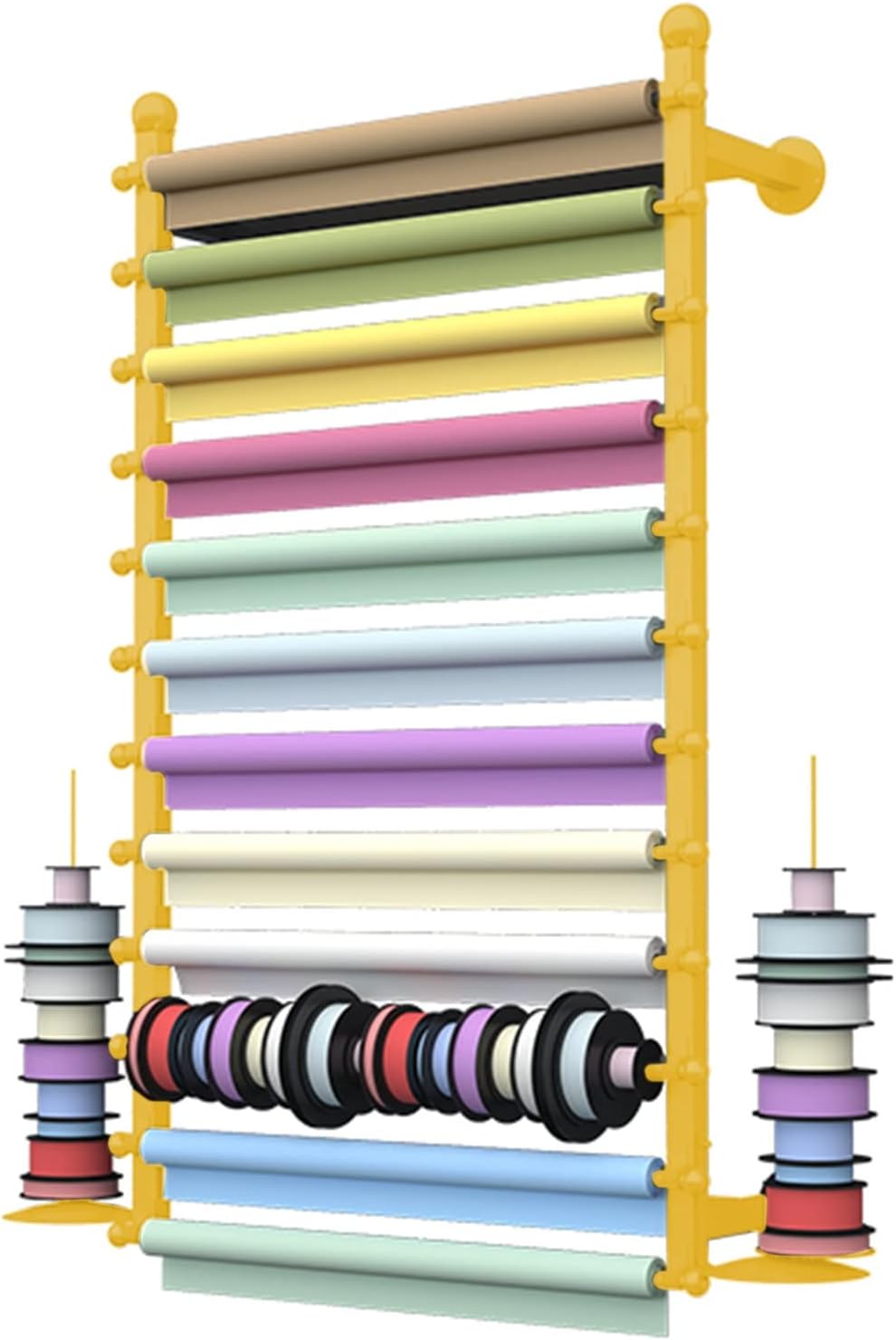 Wall Hanging Silm Ribbon Rack,Space Saver Metal Scarf Stand Organizer, Wrapping Paper Storage Holder, for Sheets Belt Tie Shawl Clothes(Black,100x120cm/39.4x47.2inch)