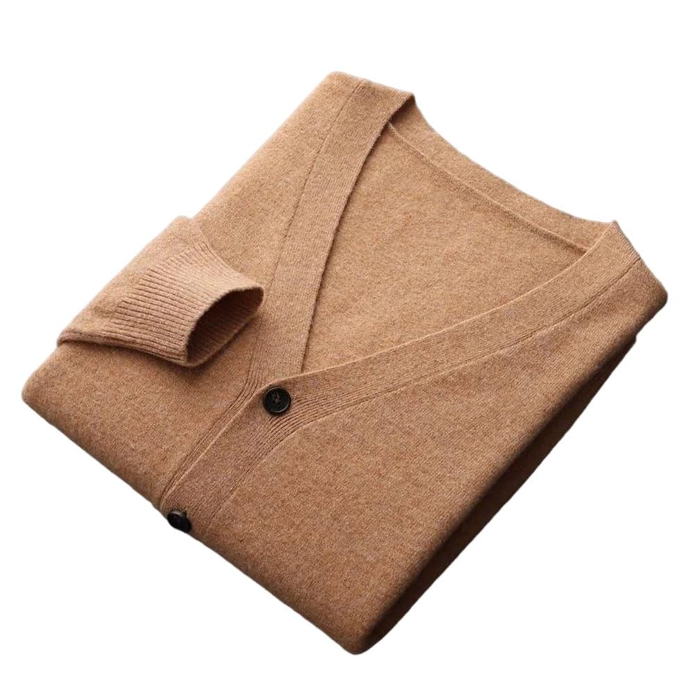 Suéter de punto con cuello en V masculino ideal para la oficina casual 7