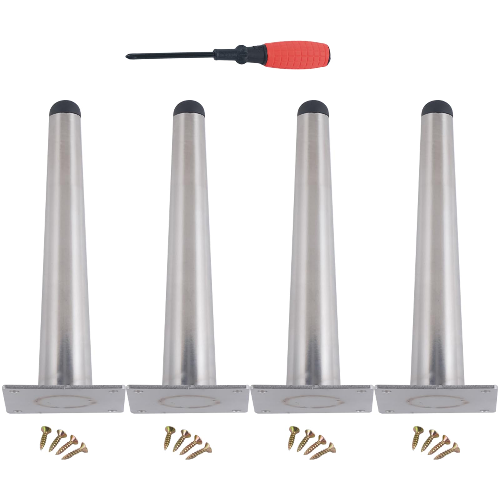 Gambe per Mobili Piedini per Tavolo Conici da 20 cm 4 Pezzi Supporto In Acciaio Inossidabile Argentato Superficie Elettrolitica Altezza Piedini per Divano: 10-20 cm Piedini per Mobile da 20 cm/7,9"