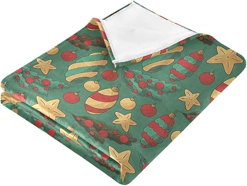 Miniatura 2 de KLL Xmas Red Green Flannel Fleece Blanket Winter Flannel Blanket Cozy Microfiber Throws 60"x90" for Sofa, Camping, Picnic