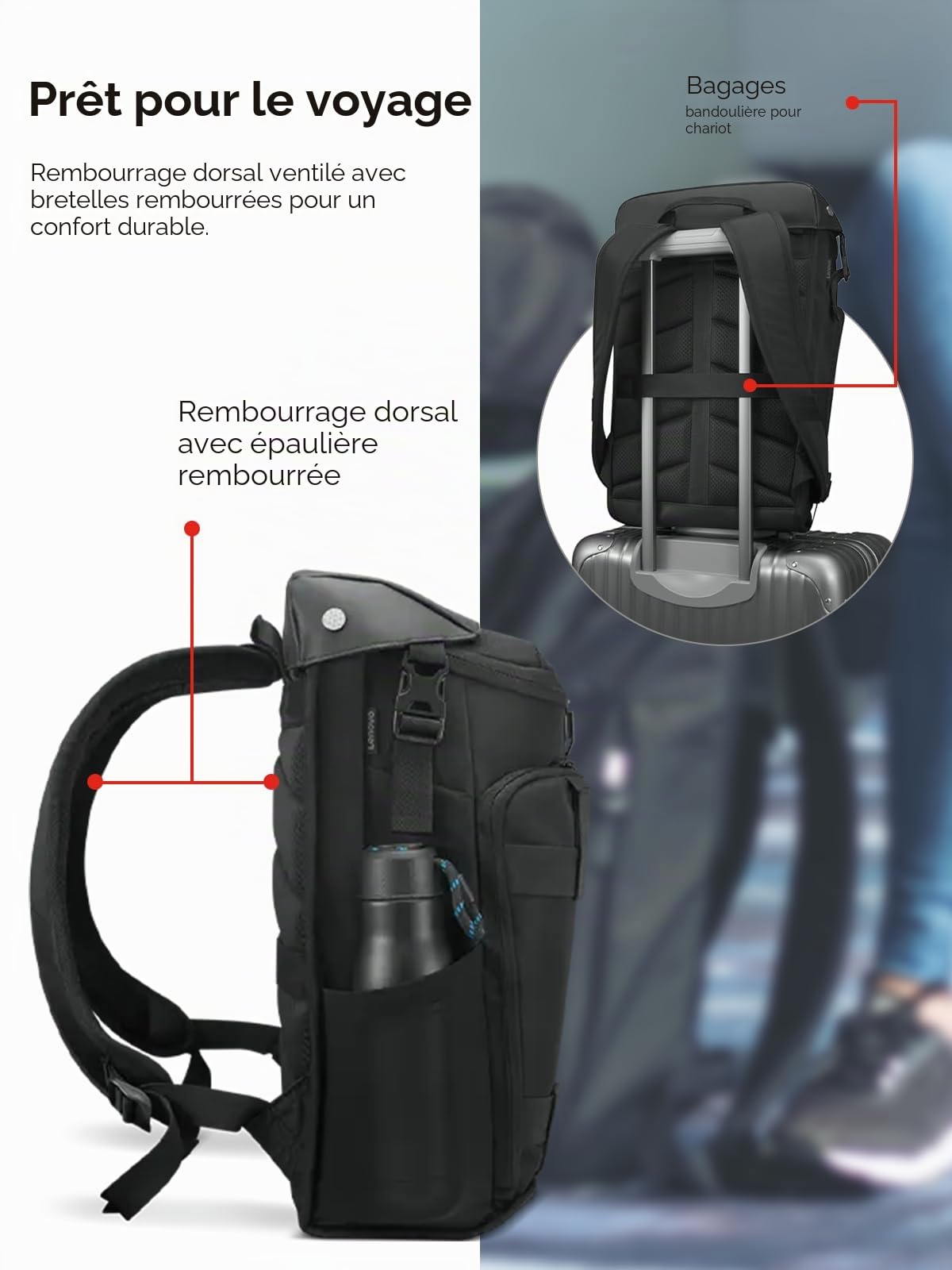 Lenovo Legion Sacoche pour ordinateur de jeu, protection double couche, poches de rangement dédiées