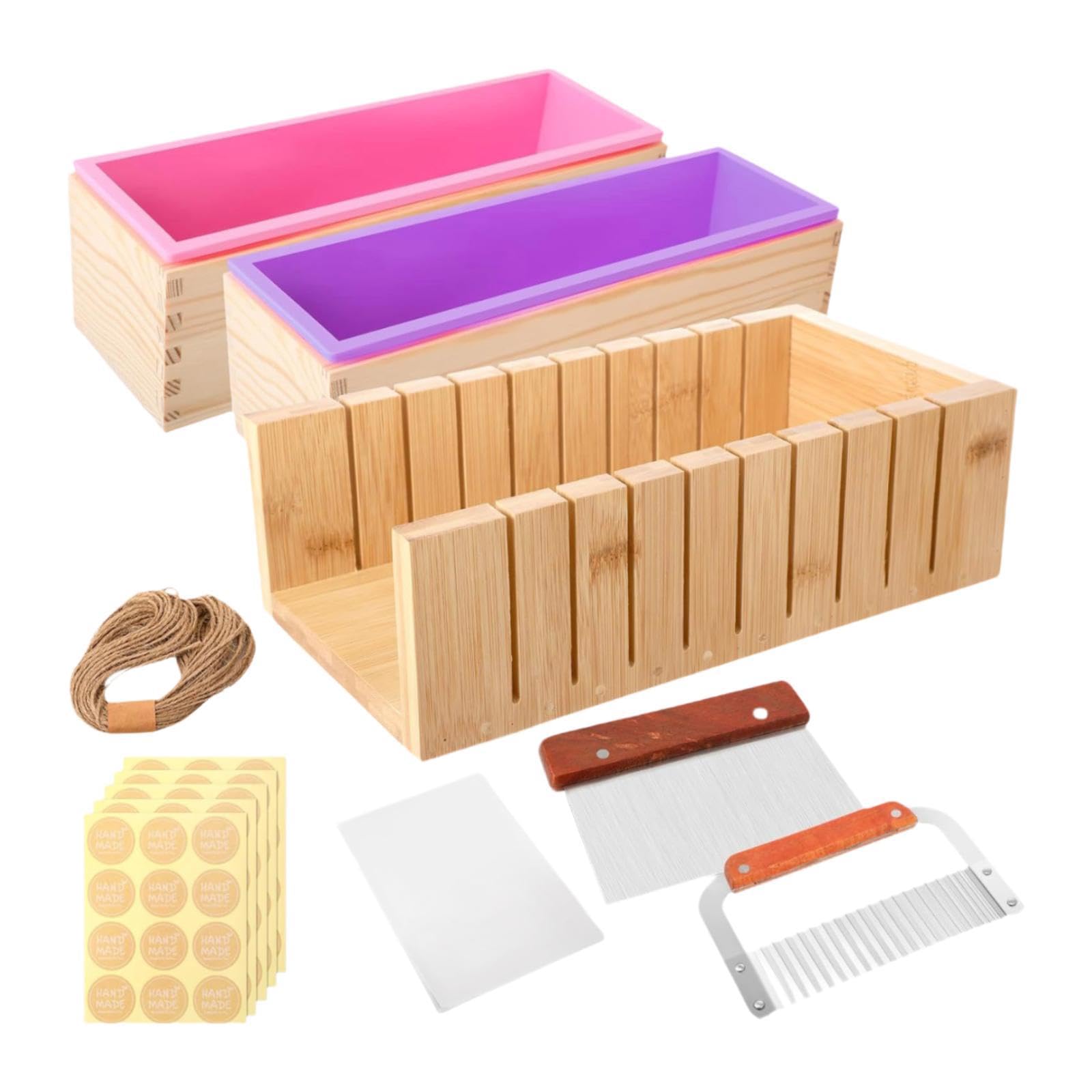 Seifenherstellung Set Gießform Holzkiste Schneidewerkzeug Verpackung DIY Bastelbedarf aus Robusten Materialien für Erwachsene Kinder DIY