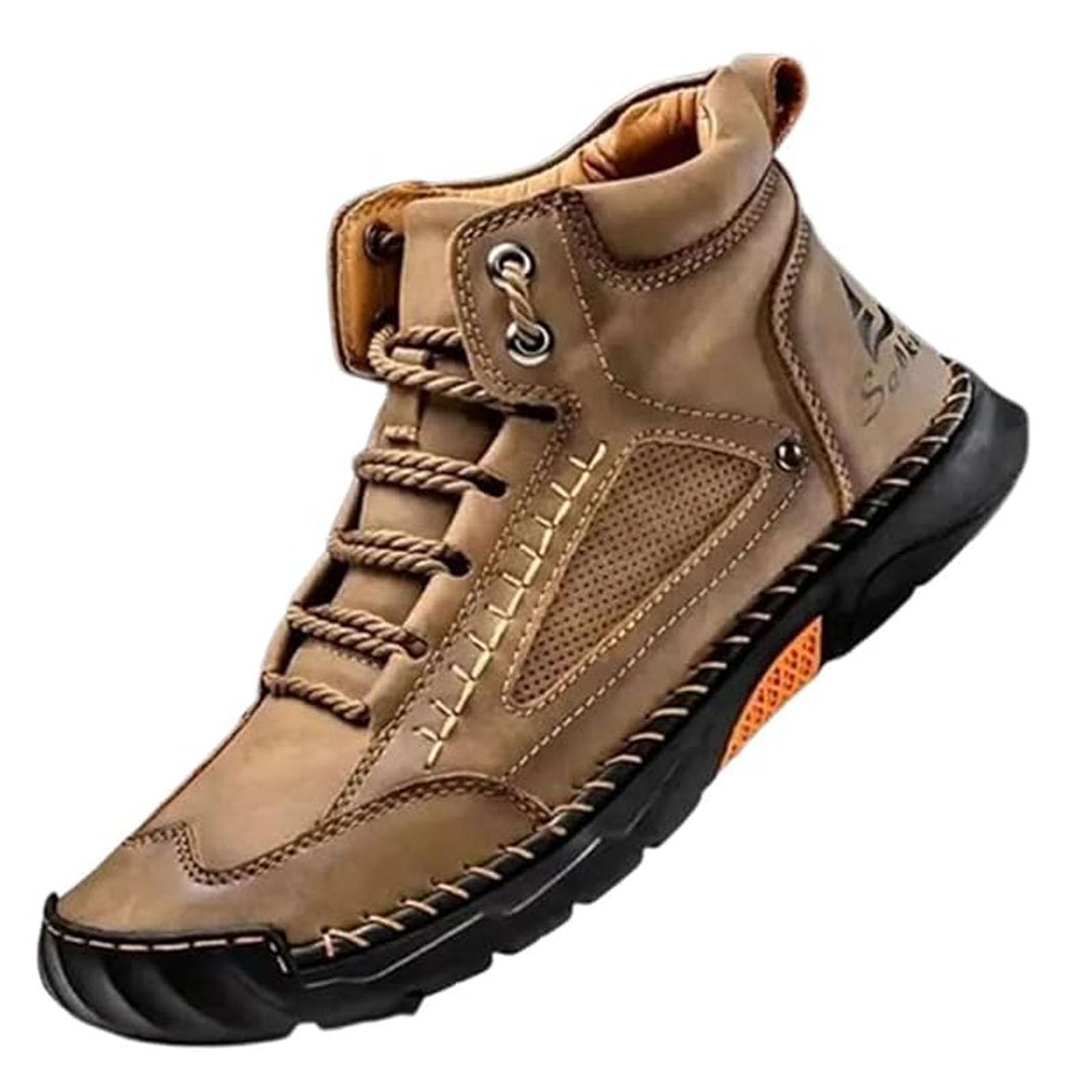 Stivali in pelle fatti a mano larghi da uomo | Stivali ortopedici da uomo, impermeabili, con supporto per arco plantare, spaziosa scatola per le dita dei piedi