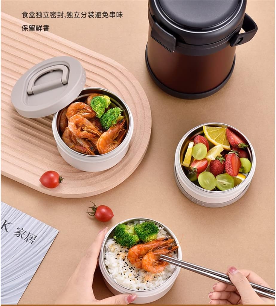 Stainless Steel Long Insulated Lunch Box Barrel Portable Multi-layer Large Capacity Bento