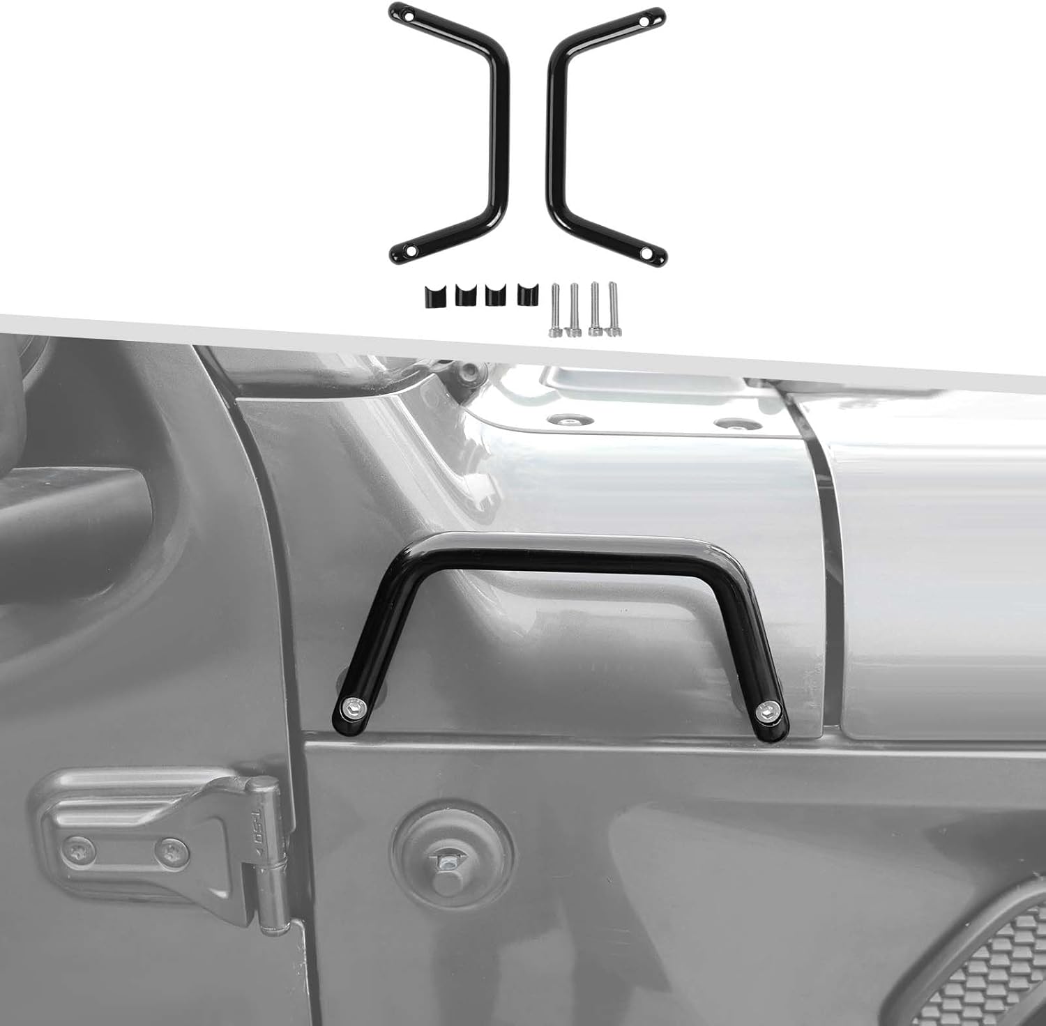 Jimen Fit for Jeep Wrangler JL and Gladiator JT 2018-2025, 2PCS Hood Grab Handles Exterior Trim Accessories
