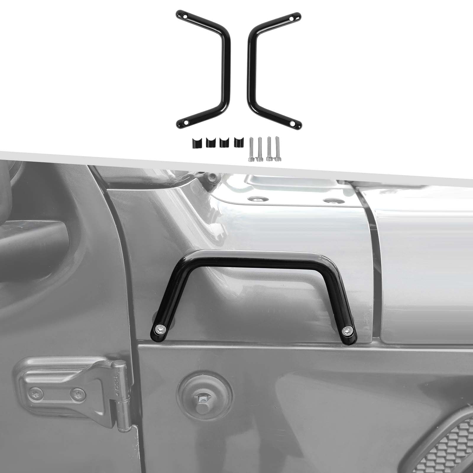 Jimen Fit for Jeep Wrangler JL and Gladiator JT 2018-2025, 2PCS Hood Grab Handles Exterior Trim Accessories