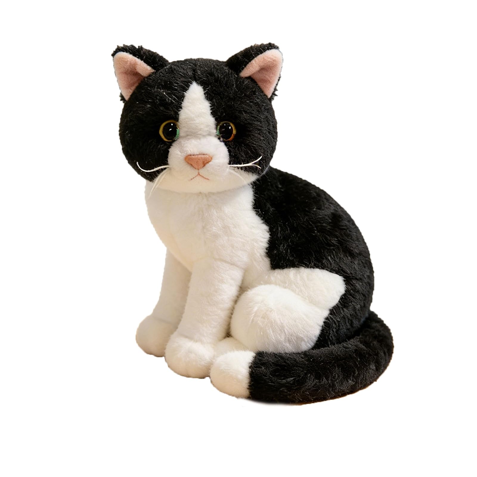 ZBELLO Realistic Cat Plush, 26cm Simulation Sitting Cat Soft Toy, Kitten Plush Toy, Cuddly Cushion, for Cuddling and Playing, Gift For Boys and Girls (Calf-coloured)
