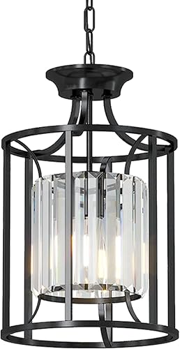 Baunoisk Lámpara colgante de metal negro y cristal, isla de cocina, comedor, dormitorio, 9.4 x 56.7 pulgadas, 500 lúmenes, LED de 60 W, control