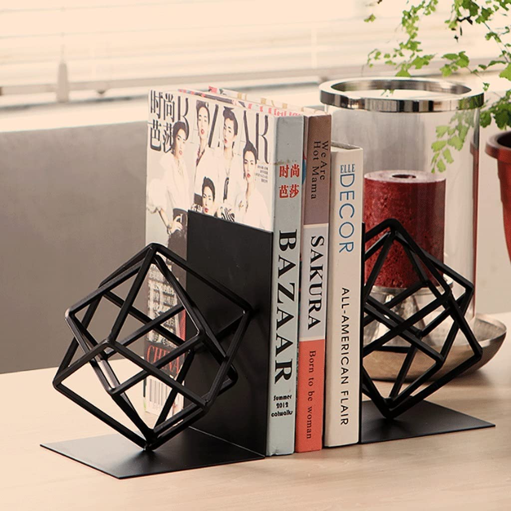 Buchstütze Buchstützen Buchstützen Art Deco Buchstütze Retro Persönlichkeit Buchstütze rutschfeste Buchstützen aus Metall Modernes Zuhause Einfach Praktisch Klassisch Schwarz Bücherhalter