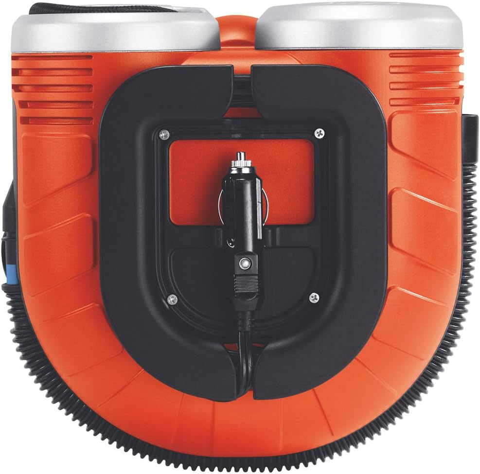 Bottom view of BLACK+DECKER ASI500-QS showing 12V car adapter storage