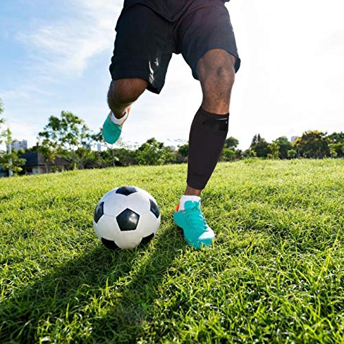 Soccer Shin Guard Sock,Leg Performance Support Football Compression Calf Sleeves with Pocket Can Holding Shin Pads,Comfort Breathable Youth Soccer Shin Guard Holders for Beginner or Elite Athlete
