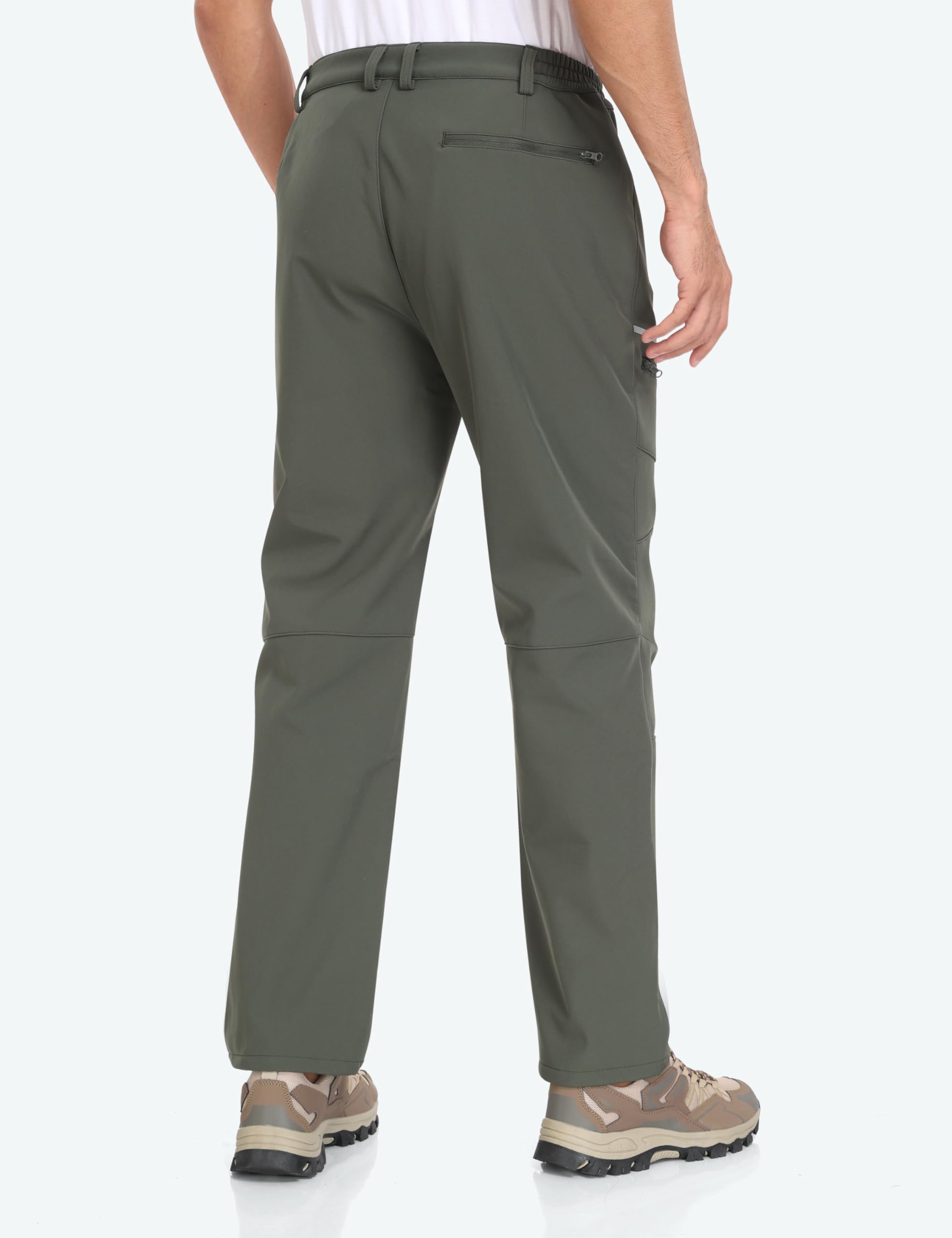 MoFiz Pantalon Randonnée Homme Softshell Chaud Pantalon de Ski Chasse Doublé Polaire Imperméable Hiver Pantalon de Travail avec Poches Zippées