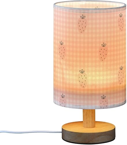 Miniatura 2 de Yuiboo Lámparas de escritorio rosadas fresas a cuadros lámpara de mesa moderna para niños casa de campo dormitorio lampara para mesa