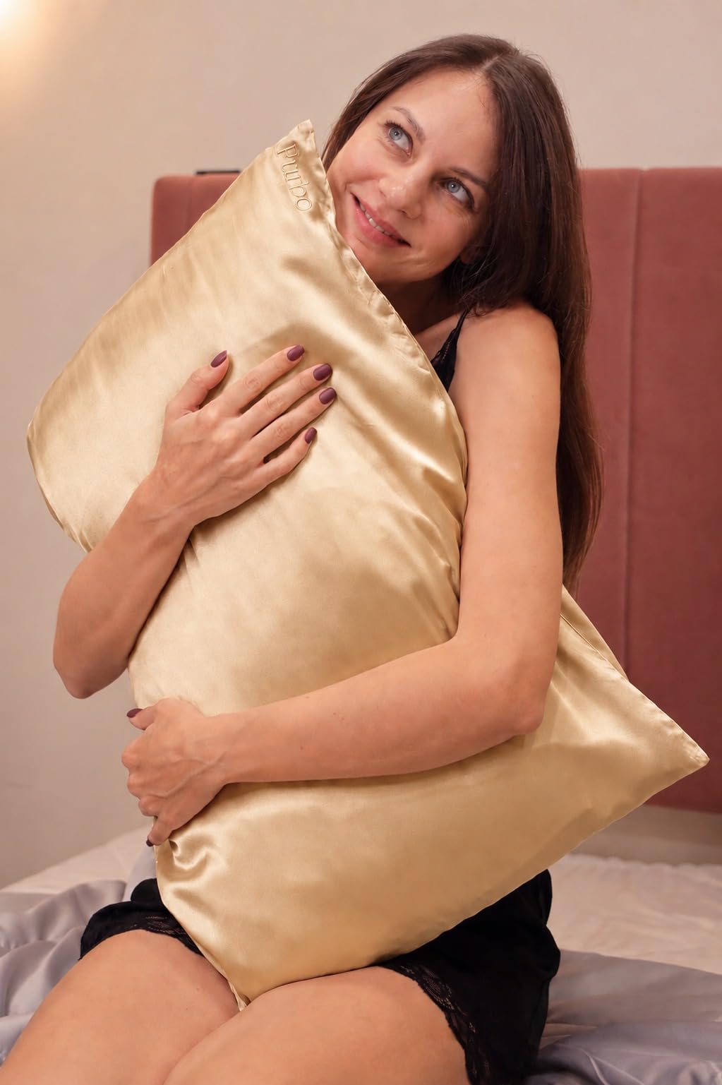 FURBO 100% Pure Mulberry Silk Pillowcase | 22 Momme 6A Grade Silk Pillow Cover for Hair & Skin | Cooling, Breathable, Smooth & Soft | Hidden Zipper Closure | Anti-Frizz (1 Pack, Gold)