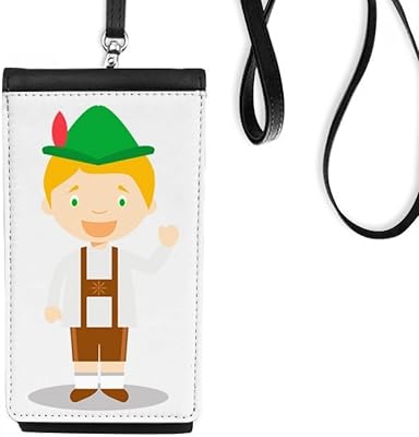 Green Brown Germany Cartoon Phone Wallet Purse Hanging Mobile Pouch Black Pocket