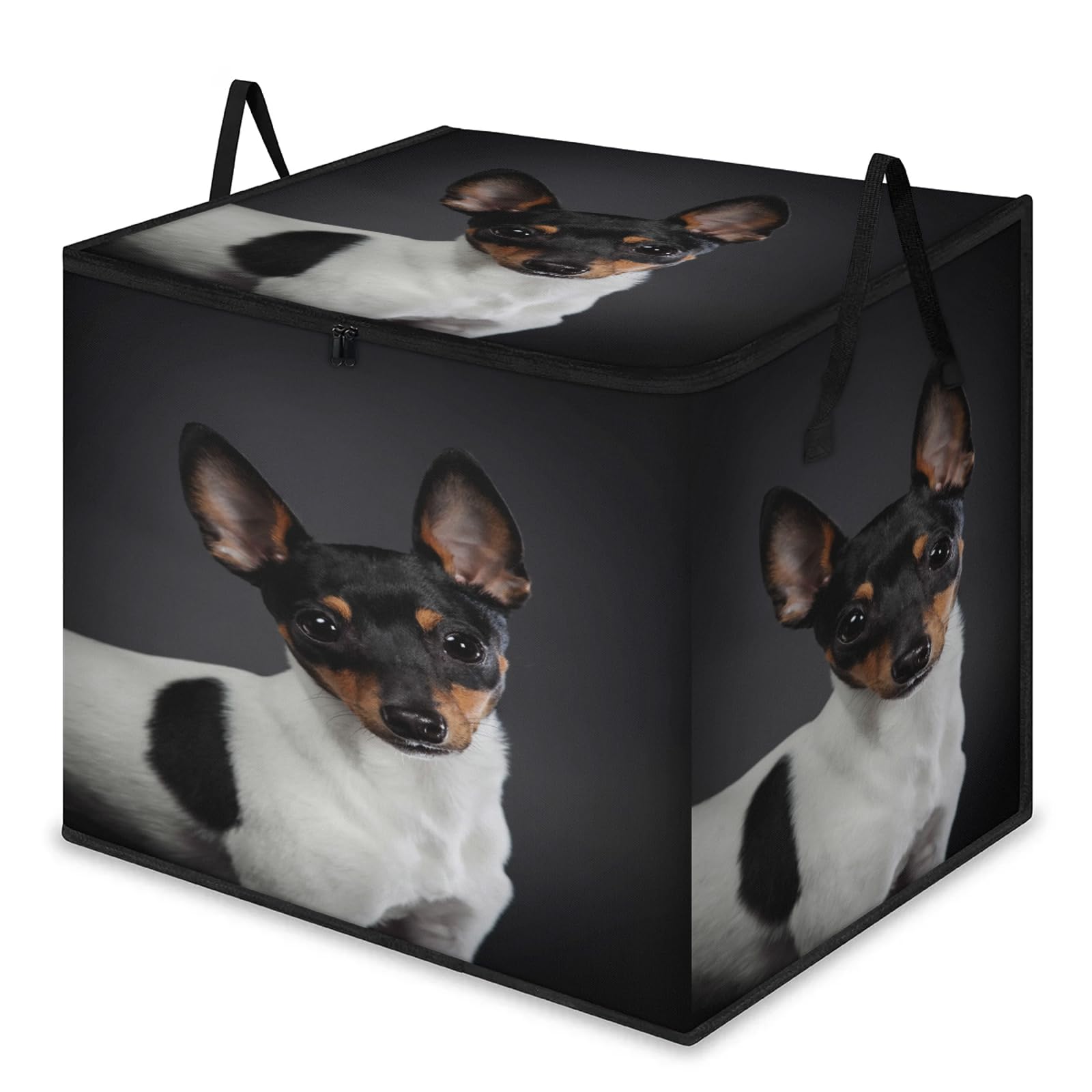 Zabawka Fox Terrier pies duże torby do przechowywania z zamkami błyskawicznymi i uchwytami nadruki psów składane pudełko do przechowywania kosz przenoszenie organizowanie koc ubrania pojemniki wystrój