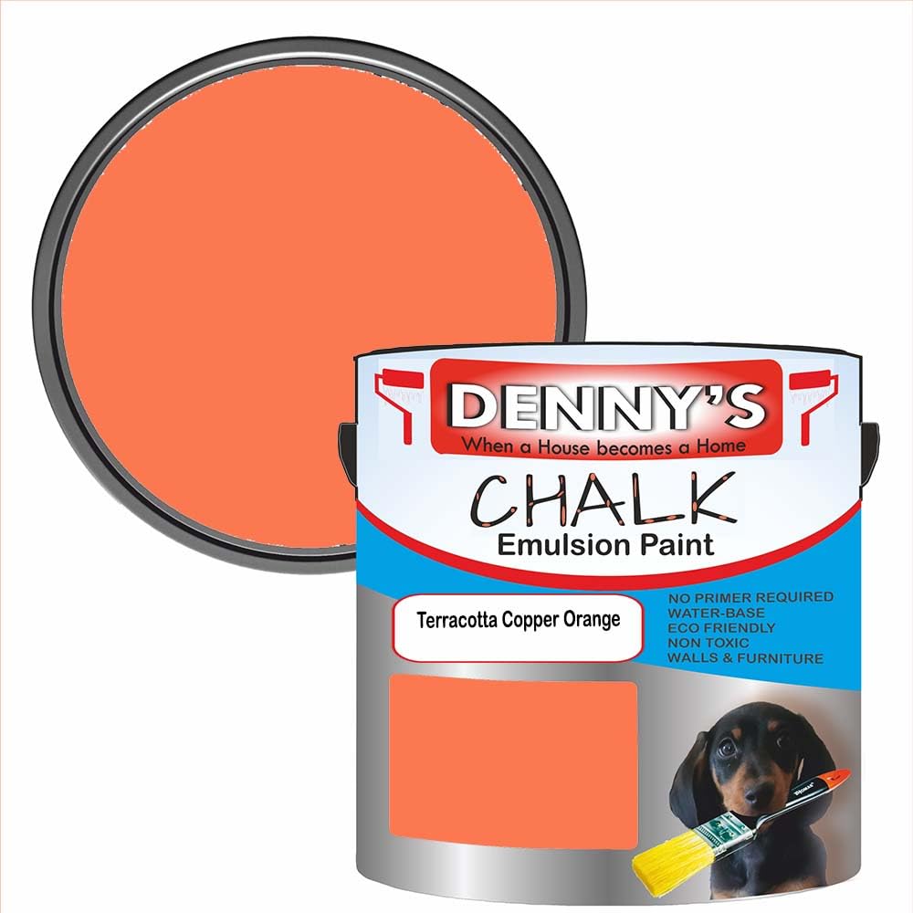 Premium Interior Wall & Furniture Chalk Paint – Terracotta Copper Orange – Rich Matt Finish, Durable & Washable, Low Odour, Ideal for Living Rooms, Bedrooms & Hallways (1 Litre Tin)