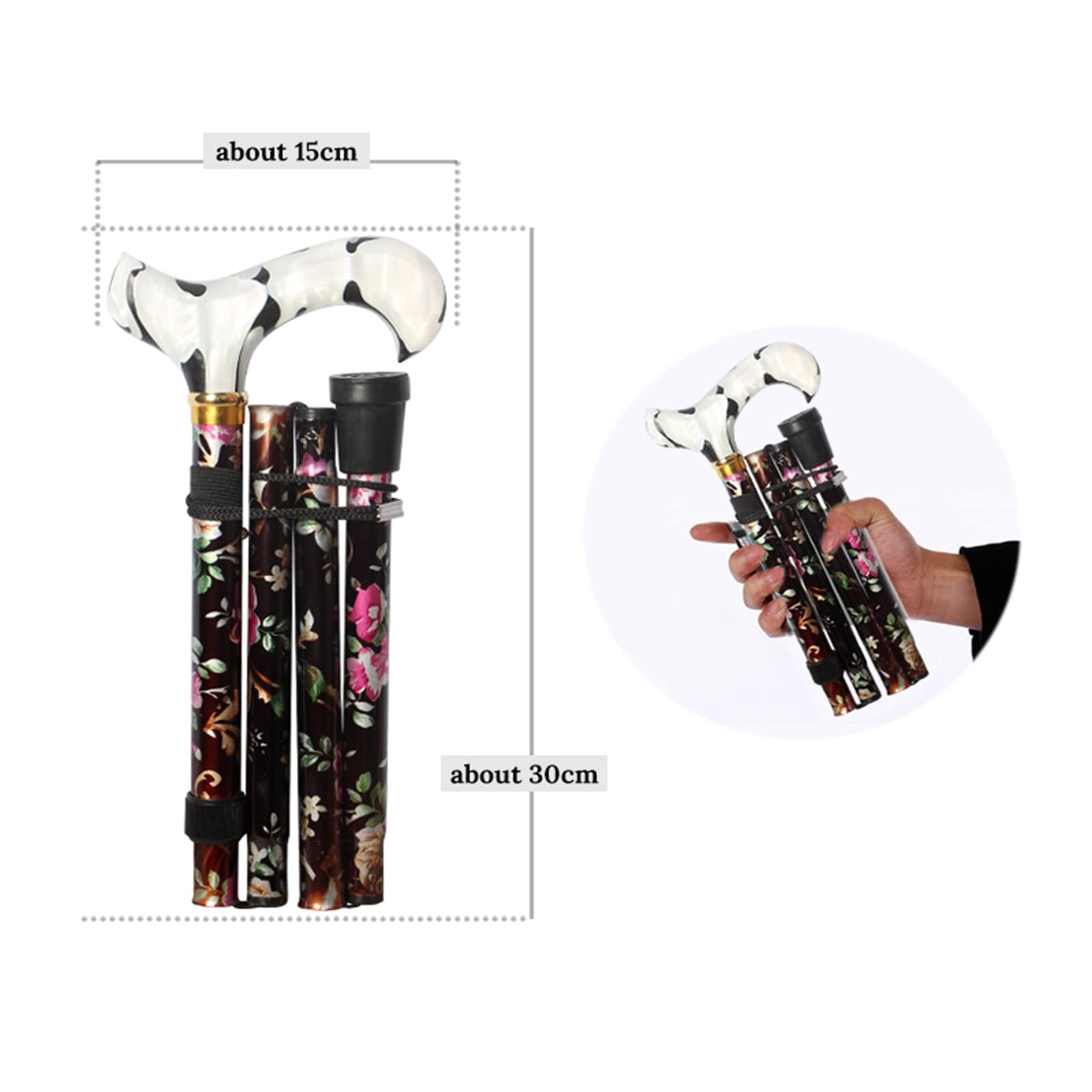 Bastoni da Passeggio Bastone da passeggio regolabile Deluxe donna con canna pieghevole floreale sia per Uomini Che per Donne