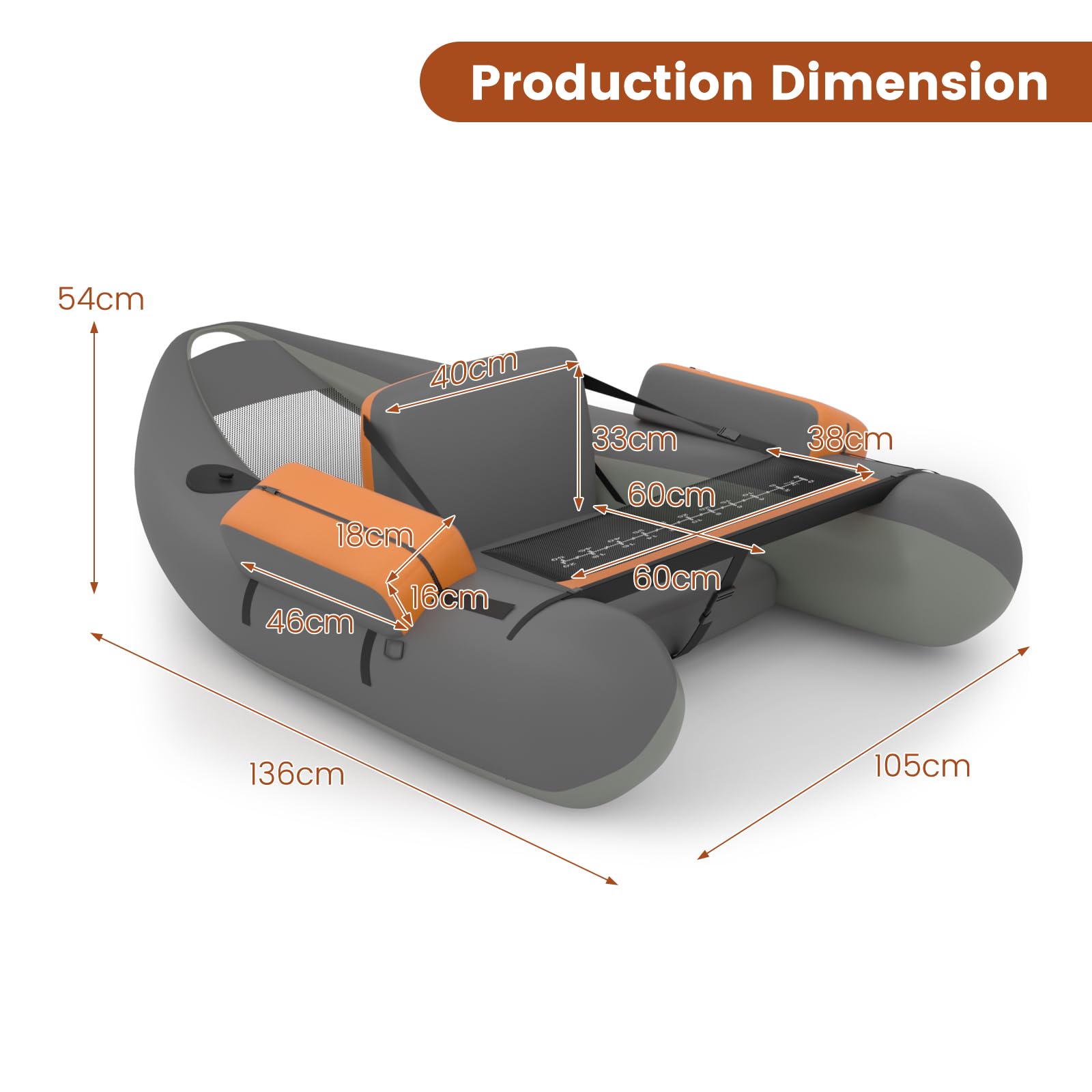 HOMASIS Embarcación neumática de Pescador, Embarcación neumática con Aletas de PP y Pala de Aluminio, Embarcación de Pesca con Equipamiento Completo, 160 kg de Capacidad, 136x105x54cm
