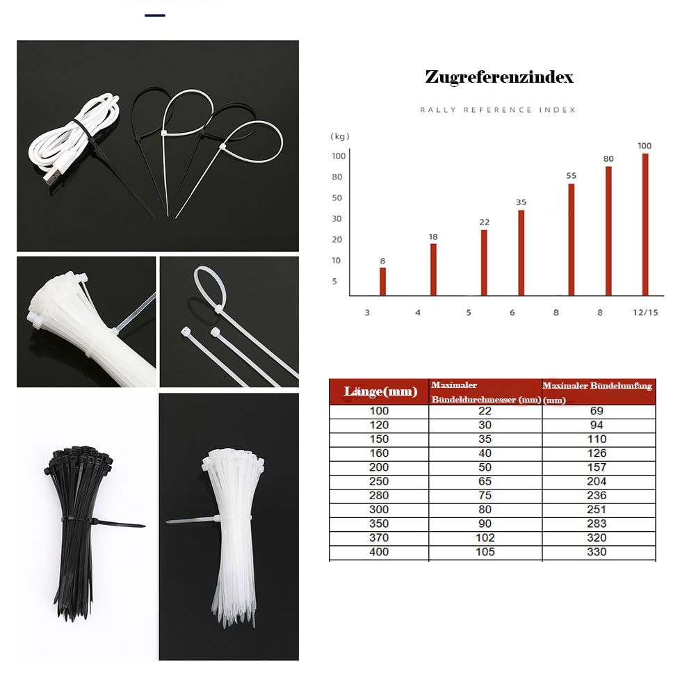 Fascette stringicavo 100 pezzi autobloccanti fascette stringicavo in plastica regolabile fascette stringicavo in nylon resistente ai raggi UV per riparazioni macchine gestione cavi giardinaggio