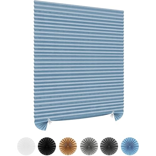 Window Blinds Cordless No Drill Cut to Size Clip On Stick On Self Adhesive Temporary Blinds Pleated Paper Blinds for Windows Doors Shades for Home Nursery Bedroom Kitchen Bathroom