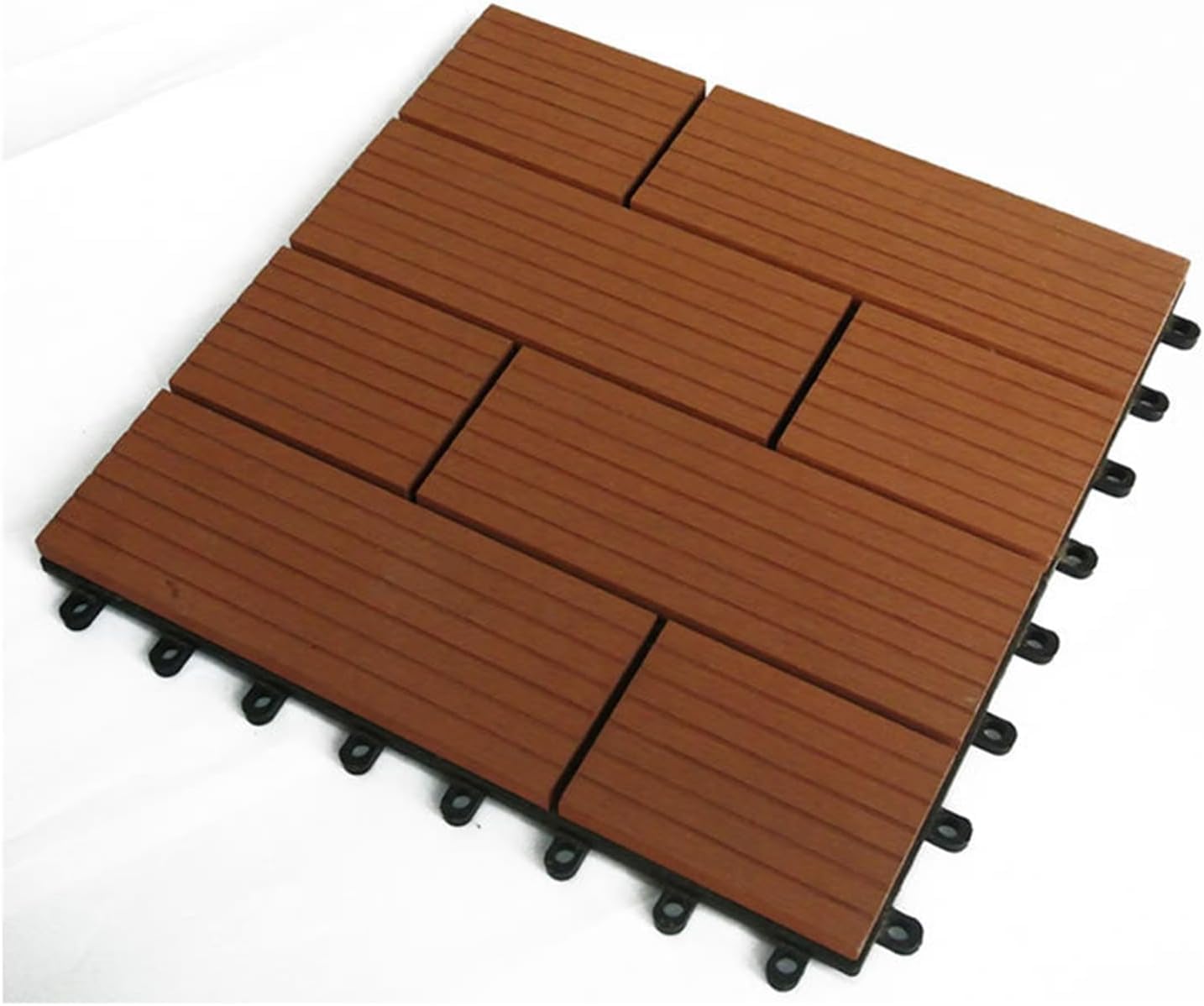 XAZLBIW Interlocking Deck Tiles 30x30cm, Outdoor Flooring Acacia Wood Patio Tiles, Waterproof Decking for Balcony Backyard, Indoor and Use D 11pcs