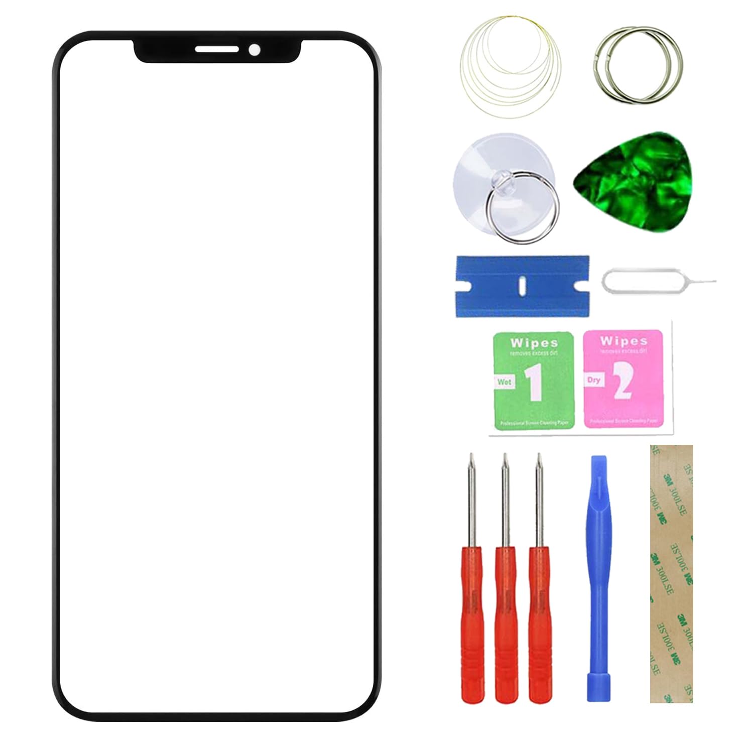 MovTEK Screen Replacement Front Glass +OCA compatible with iPhone 12 Mini (No Touch and LCD Display) with Repair Kit -5.4"