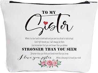 To My Sister Gifts, Sister Birthday Gifts from Sister，Friends, Sister Gifts from Sisters- I Love You Sister-Sister Makeup Bag, for Birthday, Graduation Best Friends Ever Personalized