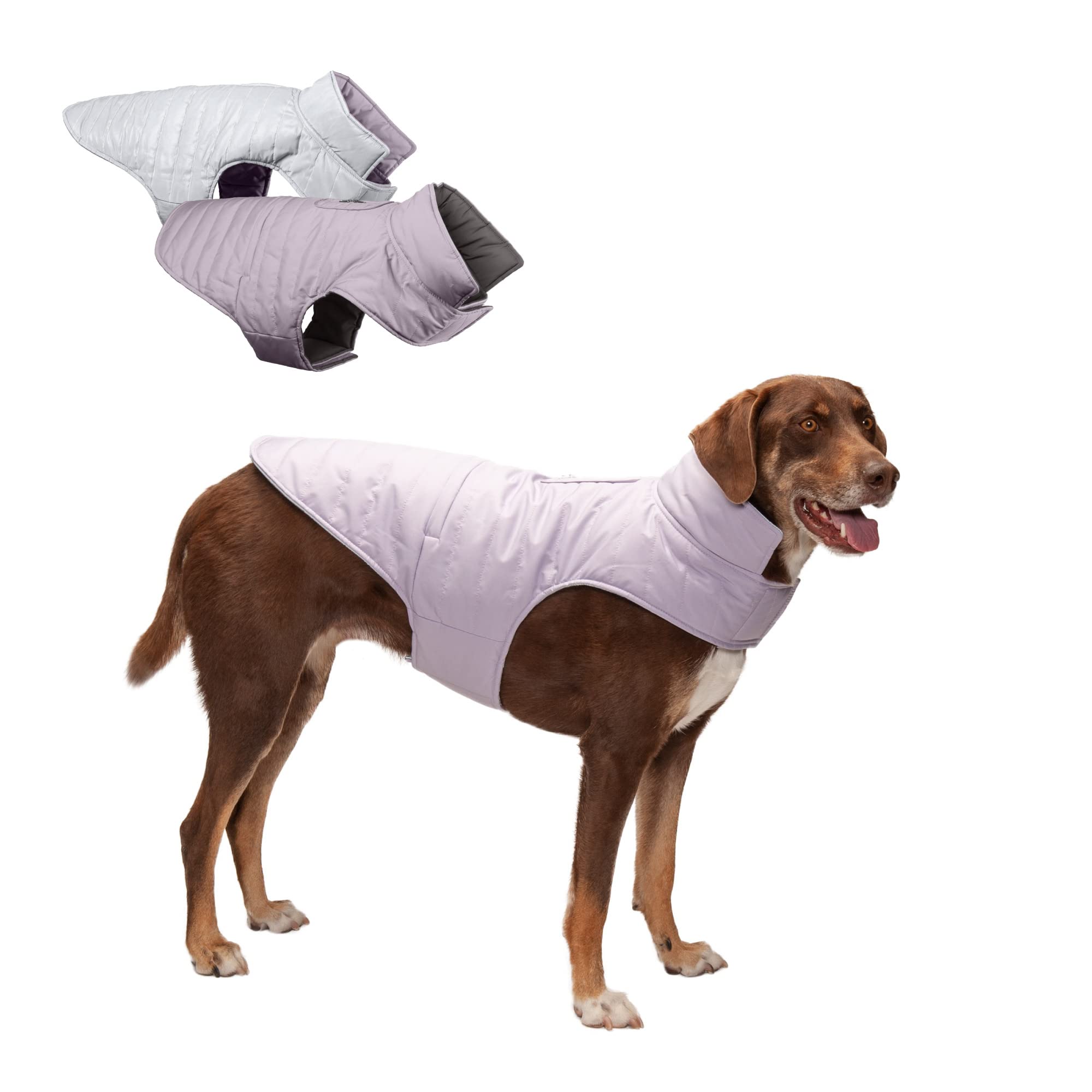 Furhaven Pet Apparel for Dogs and Puppies - Water-Repellent Reversible Reflective Puffer Jacket Vest Dog Coat, Washable, Lavender, Large — image 1
