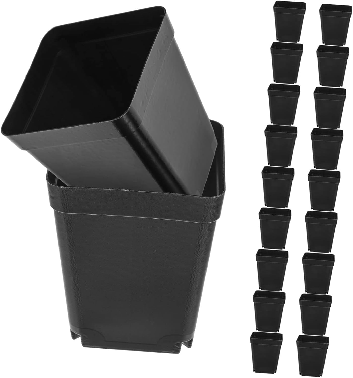 Mipcase 100pcs Miniature Nursery Pots for Plants Black Flowerpots Drainage for and Balcony Gardening Practical Household Planter