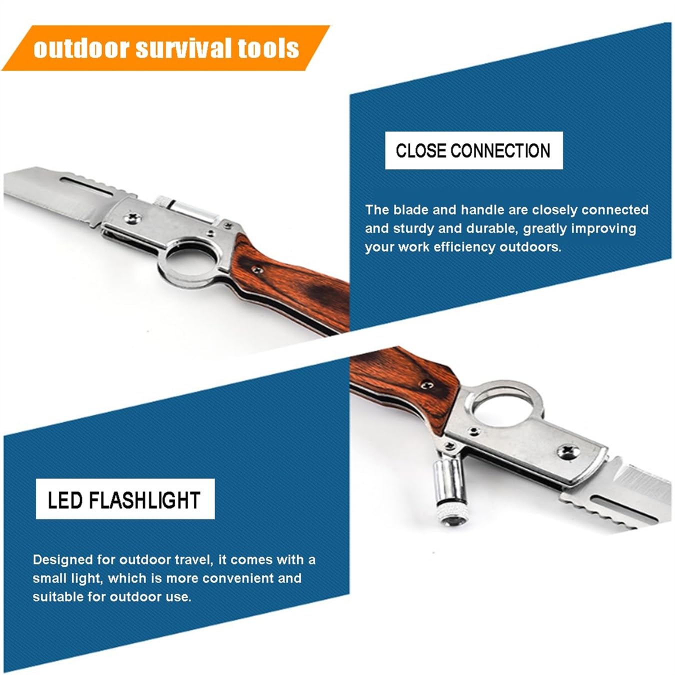 Cuchillo Ak47 EDC Herramienta Multifunción Plegable Portátil Cuchillo para Acampar al Aire Libre Cuchillo de Supervivencia con Luz Adecuado para La Vida Senderismo Camping