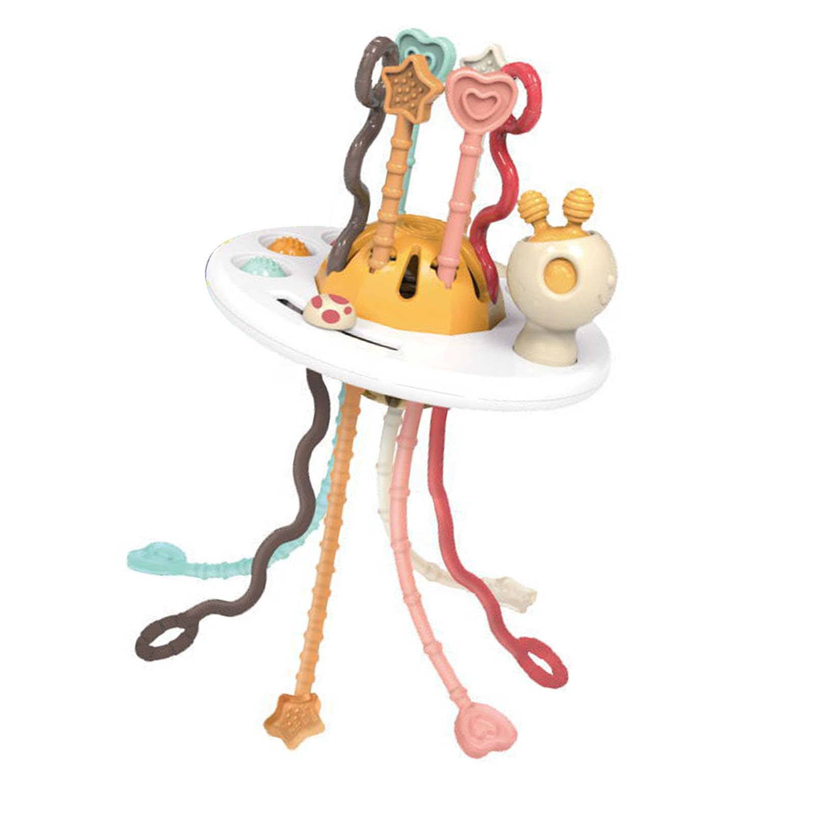 Oytrui Pull String Interactive Toy, Baby Teether Sensory Toy with Press and Grip Designs for Hand Coordination, Motor Development, for (Pull String Interactive Toy162g)