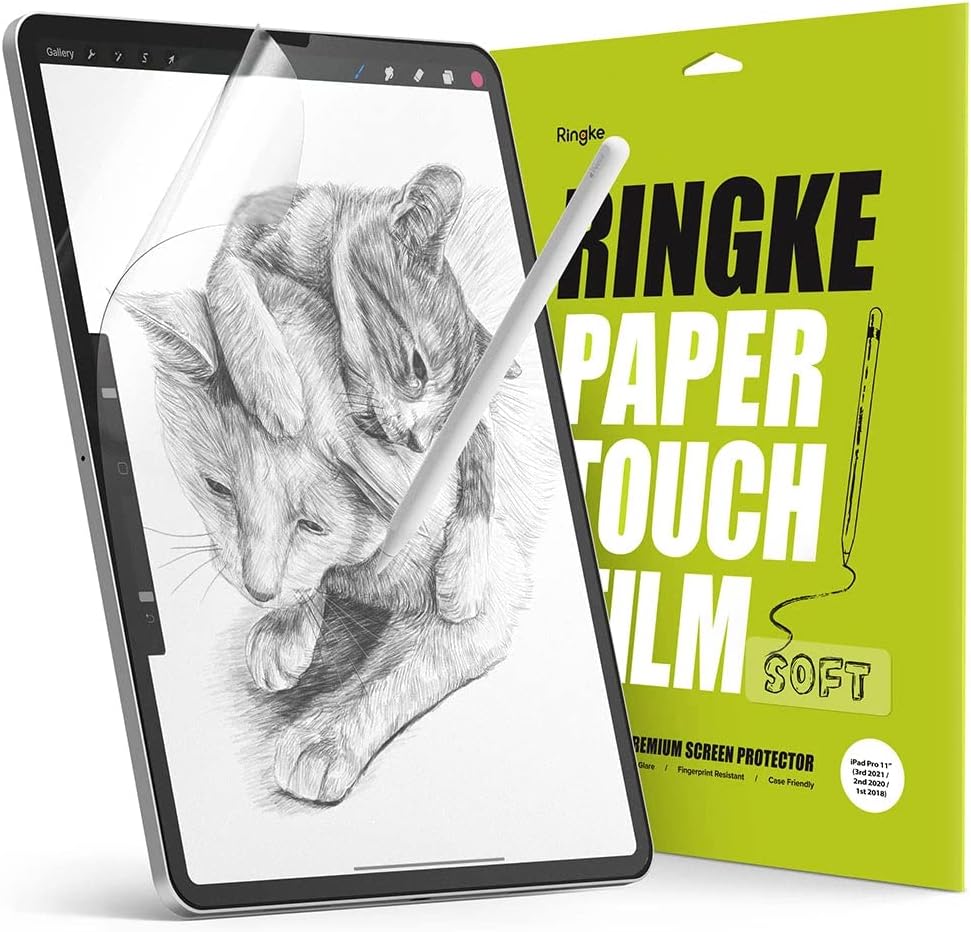 Ringke Paper Touch Soft Film Compatible with iPad Air 4th (2020) 10.9" / iPad Pro 11" (2021) 4th / 3rd Screen Protector, Anti-Fingerprint Matte PET Paper Textured Pen Tip Wear Protection[2 Per Pack]