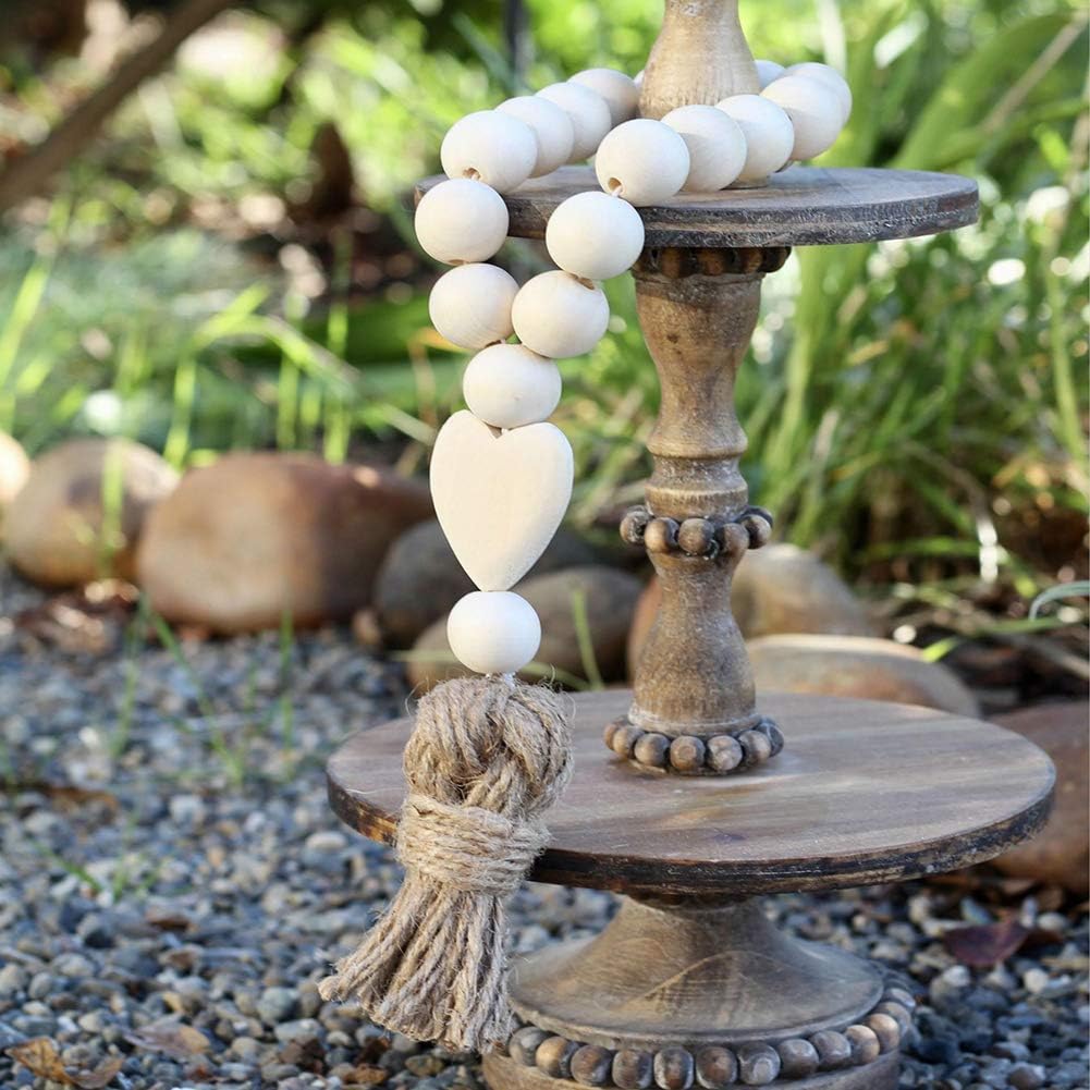 Paulownia Wood Bead Garland with Jute Tassel main image 0