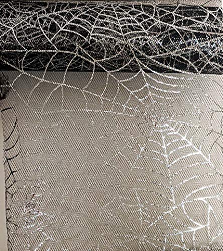 Halloween Ribbon Shiny Spider Web Craft Mesh Roll for Wreath Making Gifts in Purple Silver Orange Gold 4 Pack Variety Bundle