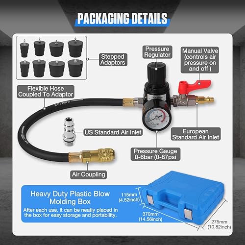 Miniatura 8 de Probador de fugas para sistema de enfriamientoprobador de fugas del sistema turbo, 9 piezas de probador de fugas Turbo Boost con 4 pares de