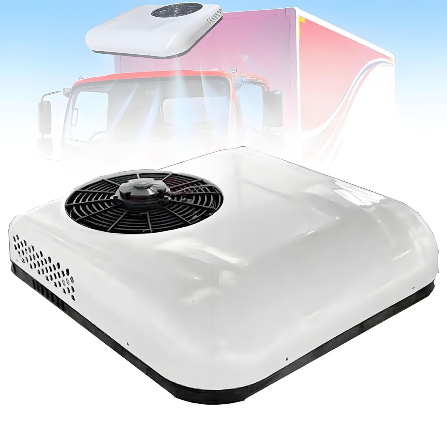 COAKUE Low Noise Car Roof Air Conditioner, RV Rooftop Air Conditioner, 12V/24V RV Air Conditioner, 2200W Quiet Cooling for Truck Trailer Boat Motorhome Caravan White-12V
