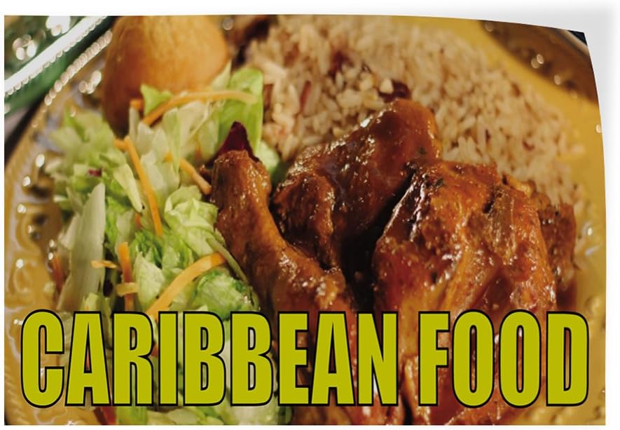 Caribbean Food Indoor Store Sign Vinyl Decal Sticker - 9.25inx24in,