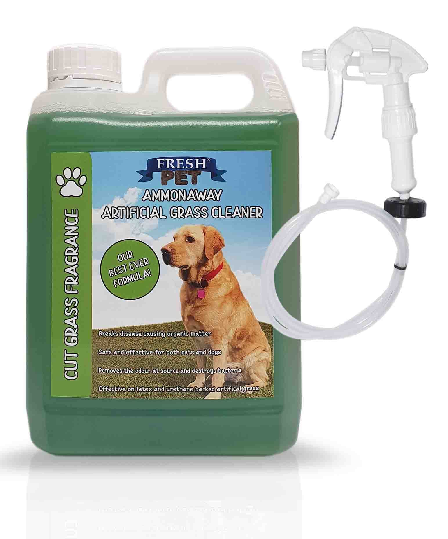 Artificial Grass Cleaner Dog Pet Friendly Disinfectant Deodoriser Concentrate Ammonaway Cut Grass Fragrance (2L with Spray)