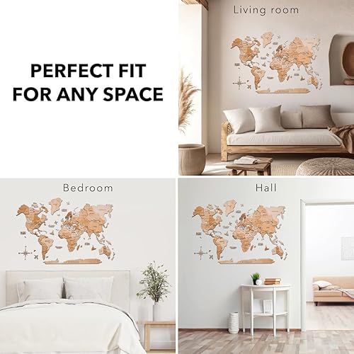 Miniatura 7 de ENJOY THE WOOD Mapa del mundo de madera 3D, arte para pared, decoración de pared de madera grande, idea de regalo de inauguración de la casa, idea