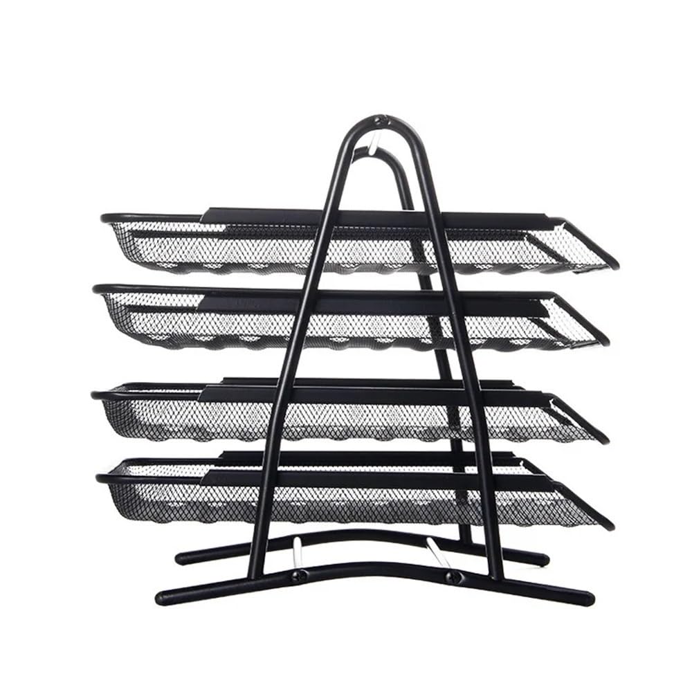 Simple Houseware Stapelbare Schreibtischablage mit breitem Eingang, Dokumentenablage mit Einlage, Drahtgitter, 4 Packungen, Schwarz