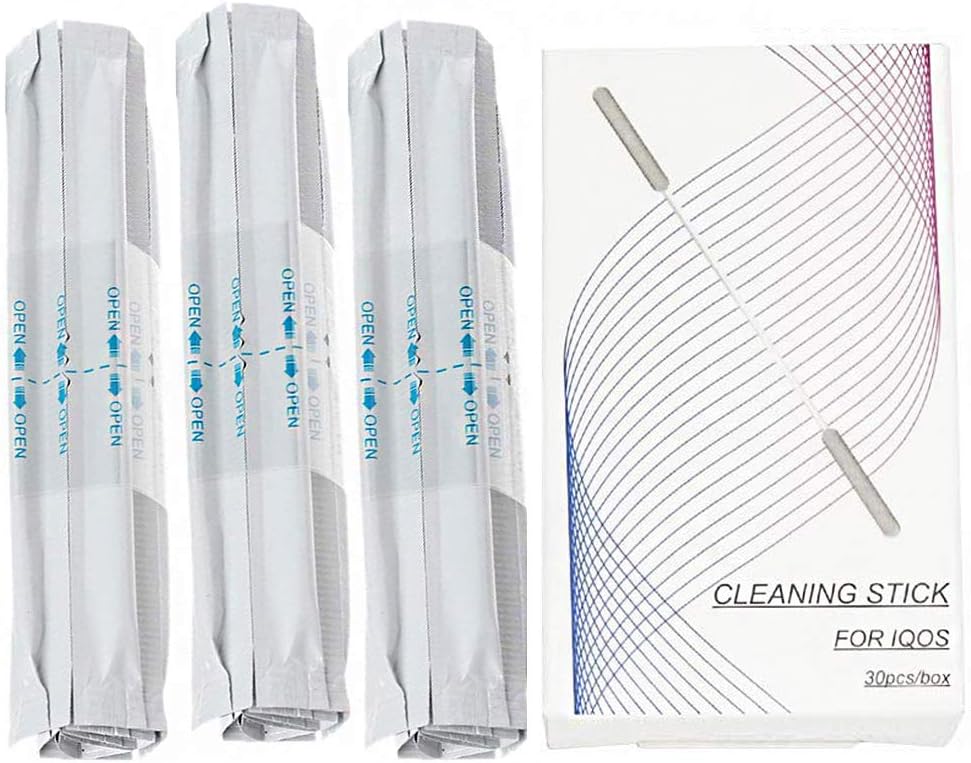 Wet Alcohol Cotton Swabs Double Head Cleaning Stick for IQOS 2.4 Plus Lil/LTN/HEETS/GLO Heater (60pcs)
