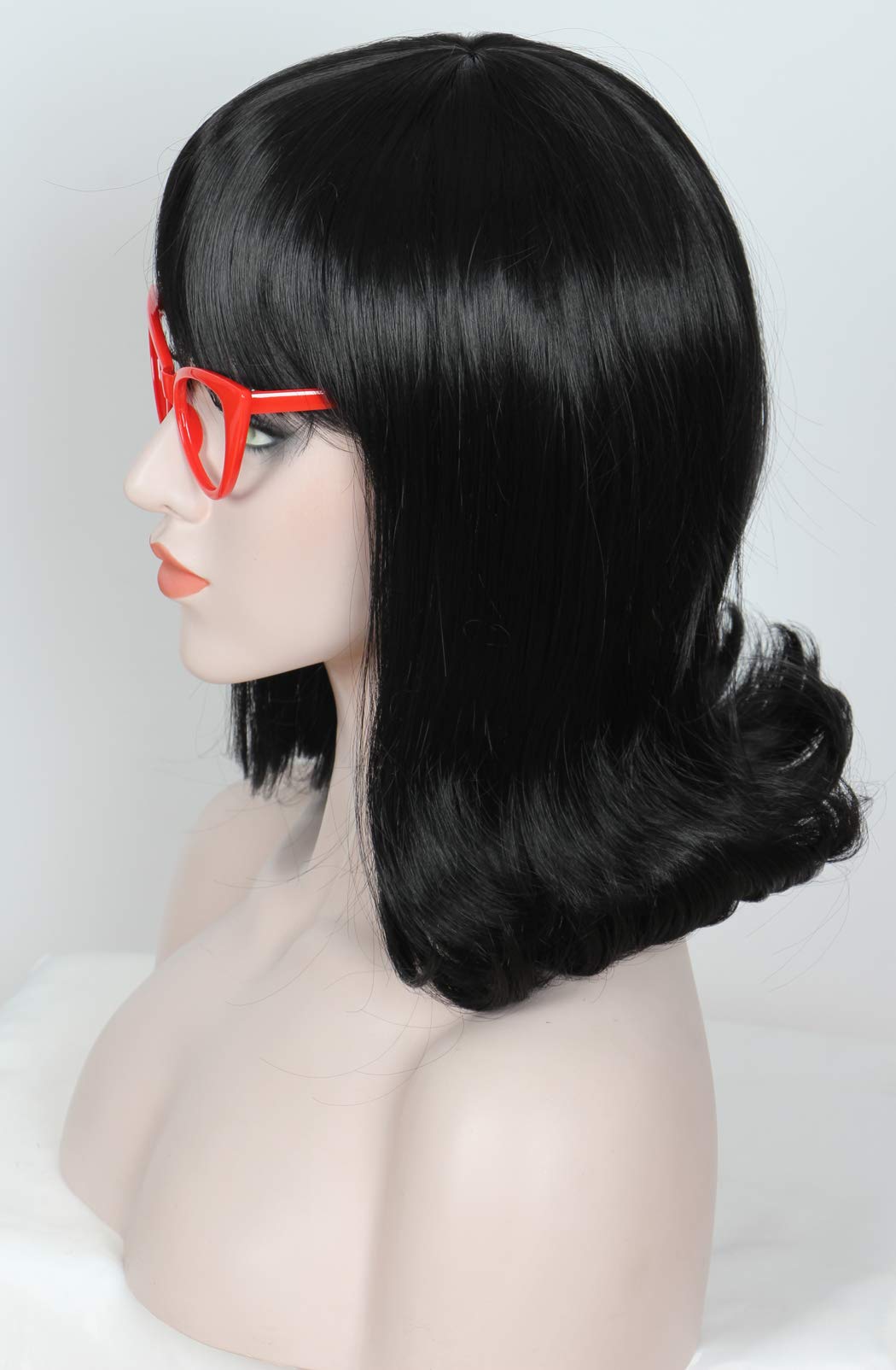 Linfairy 70s 80s Short Black Wig Halloween Cosplay Costume Wigs for Women - Image 3