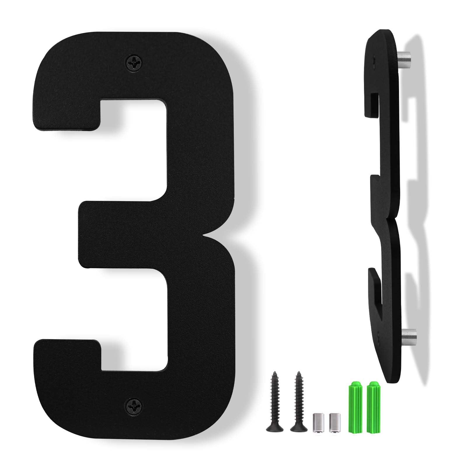 6 Inch Black Aluminum Letters, Floating House Address Numbers for Outside, Modern Metal Door Numbers Letters, Metal House Address Letter and Number