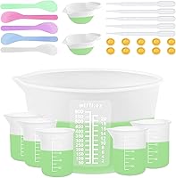 Supporteverydream Silicone Measuring Cups Resin Kit: 600ml Large + 100ml/10ml Cups & Tools for Epoxy, Molds, Jewelry, Cooking