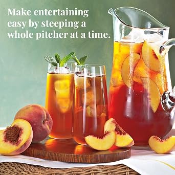 The Republic of Tea Ginger Peach Black Iced Tea Bags, 40 Large Quart-Sized Iced Tea Pouches, Naturally Caffeinated