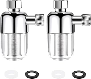 2 Stück Wasserfilter Dusche,Wasserhahn Filter mit 1/2 Zoll Gewinde Wiederverwendbarer Kalkfilter Dusche Kalkfilter mit Filterelement aus Edelstahl 316 für Warmwasserbereiter, Toiletten, Waschmaschinen